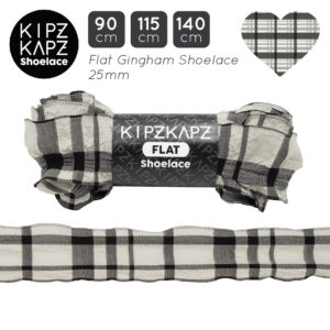 RFS2A - Flat Ribbon Gingham 25mm - Checker White Black