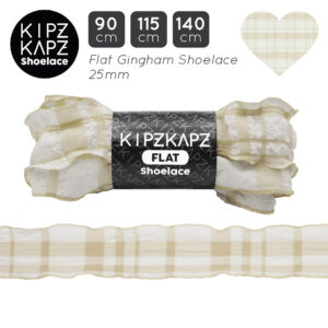 RFS2C - Flat Ribbon Gingham 25mm - Checker White Beige